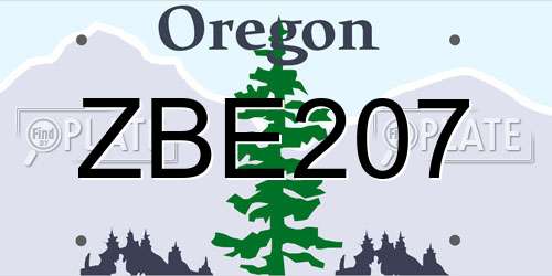 ZBE207 Oregon License Plate