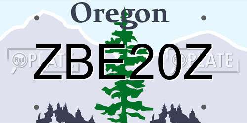 ZBE20Z Oregon License Plate