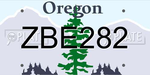 ZBE282 Oregon License Plate