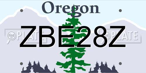 ZBE28Z Oregon License Plate