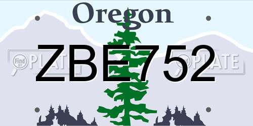 ZBE752 Oregon License Plate