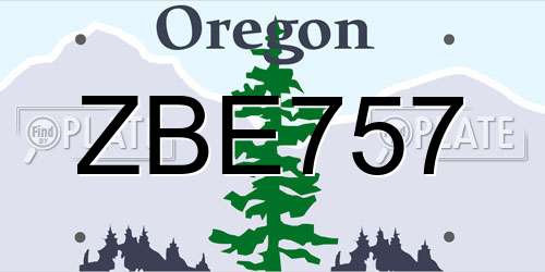 ZBE757 Oregon License Plate