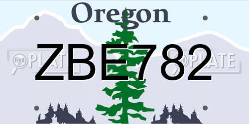ZBE782 Oregon License Plate