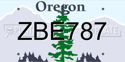 ZBE787 Oregon License Plate