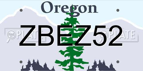 ZBEZ52 Oregon License Plate