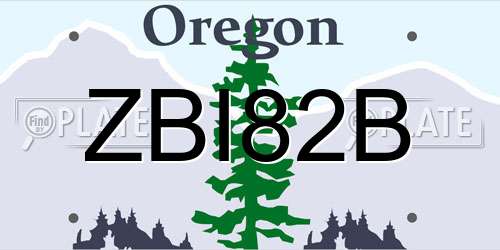 ZBI82B Oregon License Plate