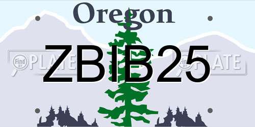 ZBIB25 Oregon License Plate