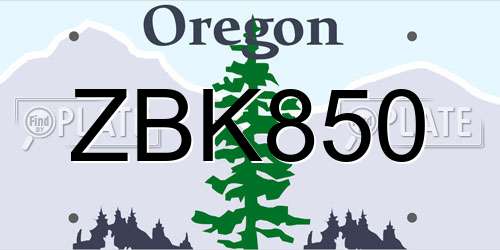 ZBK850 Oregon License Plate