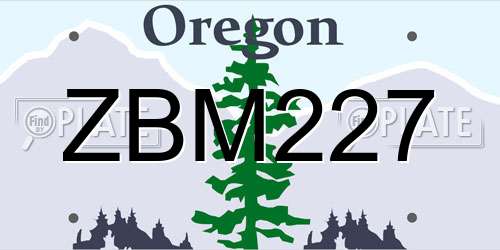 ZBM227 Oregon License Plate