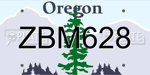 ZBM628 Oregon License Plate