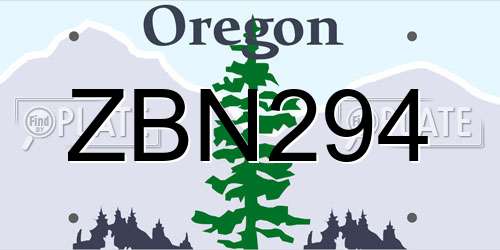 ZBN294 Oregon License Plate
