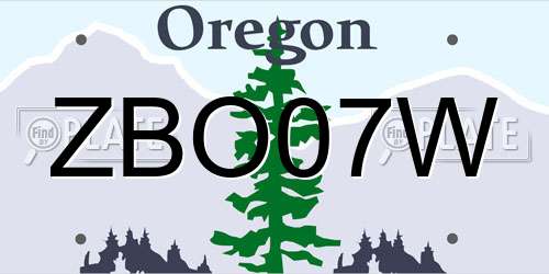 ZBO07W Oregon License Plate