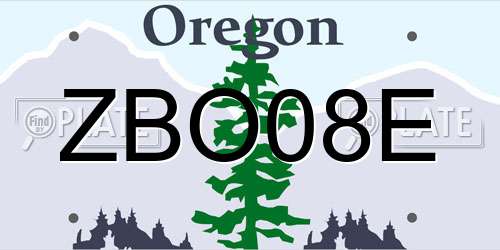 ZBO08E Oregon License Plate