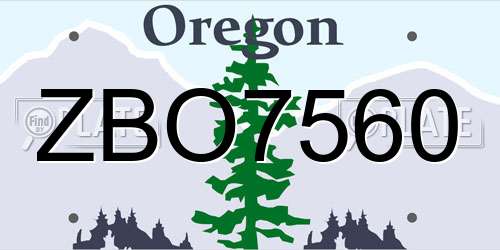 ZBO7560 Oregon License Plate
