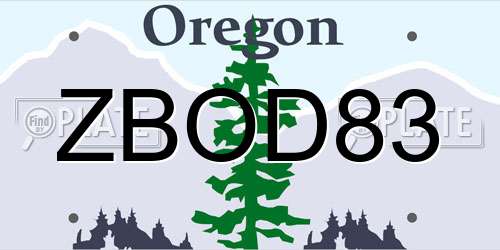 ZBOD83 Oregon License Plate