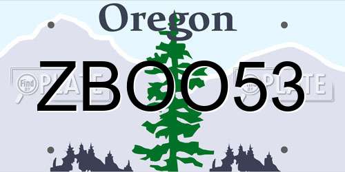 ZBOO53 Oregon License Plate
