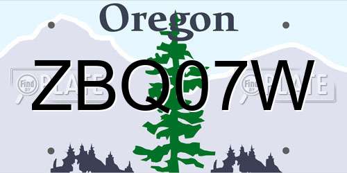 ZBQ07W Oregon License Plate