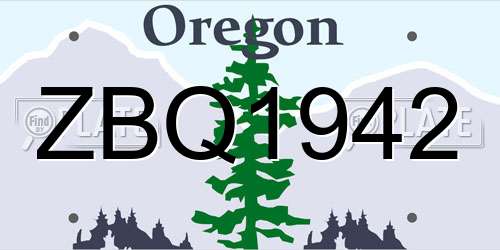 ZBQ1942 Oregon License Plate