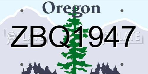 ZBQ1947 Oregon License Plate