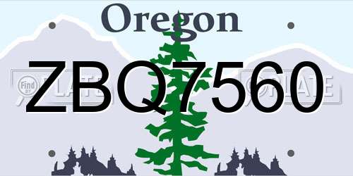 ZBQ7560 Oregon License Plate