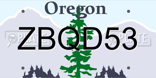ZBQD53 Oregon License Plate