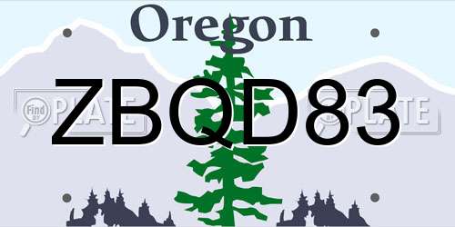 ZBQD83 Oregon License Plate