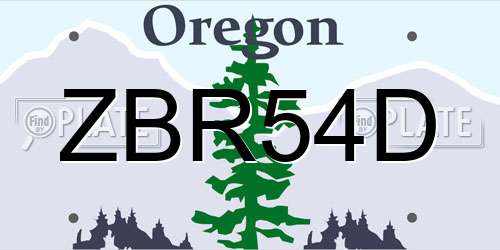 ZBR54D Oregon License Plate