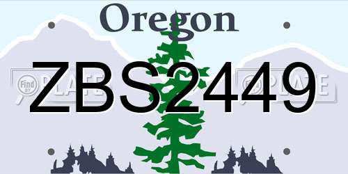 ZBS2449 Oregon License Plate