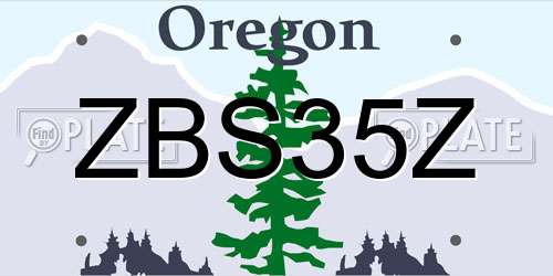 ZBS35Z Oregon License Plate