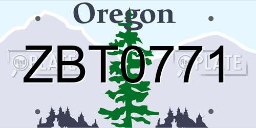 ZBT0771 Oregon License Plate
