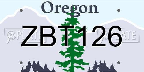 ZBT126 Oregon License Plate