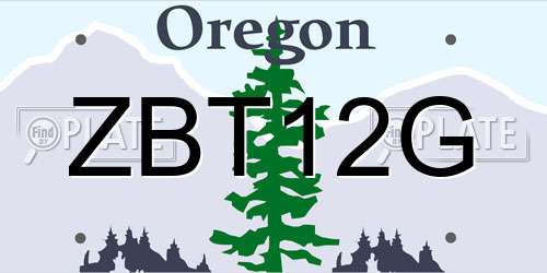 ZBT12G Oregon License Plate