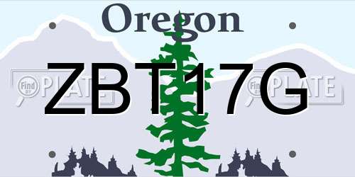 ZBT17G Oregon License Plate