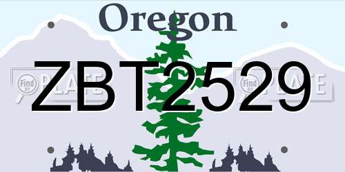 ZBT2529 Oregon License Plate