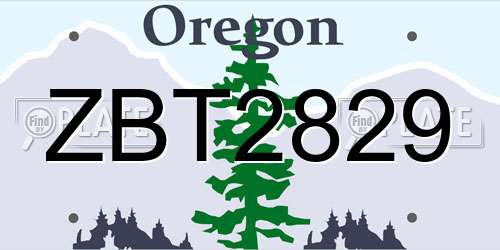 ZBT2829 Oregon License Plate