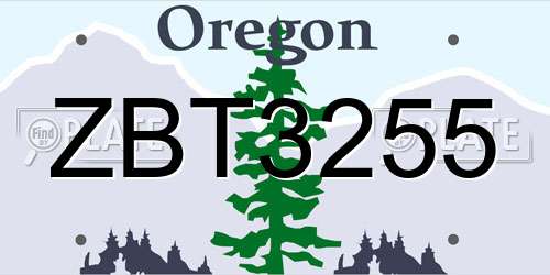 ZBT3255 Oregon License Plate