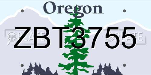 ZBT3755 Oregon License Plate