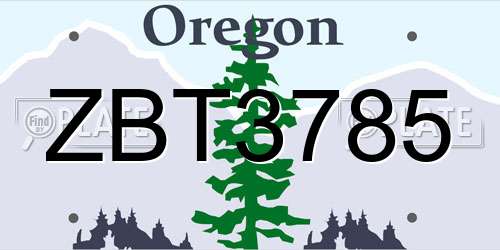 ZBT3785 Oregon License Plate