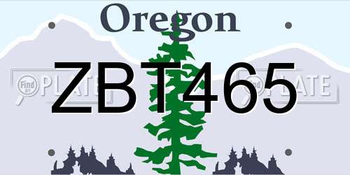 ZBT465 Oregon License Plate