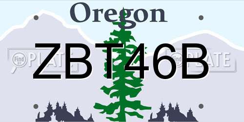 ZBT46B Oregon License Plate