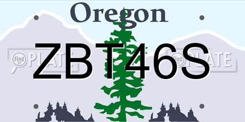 ZBT46S Oregon License Plate