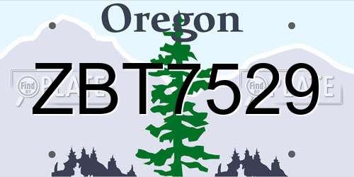 ZBT7529 Oregon License Plate