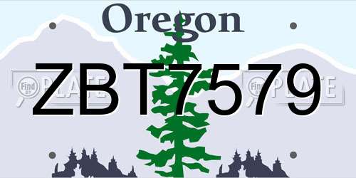 ZBT7579 Oregon License Plate