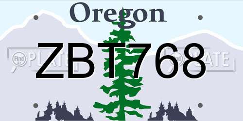 ZBT768 Oregon License Plate