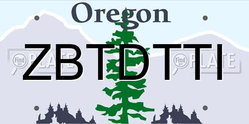 ZBTDTTI Oregon License Plate