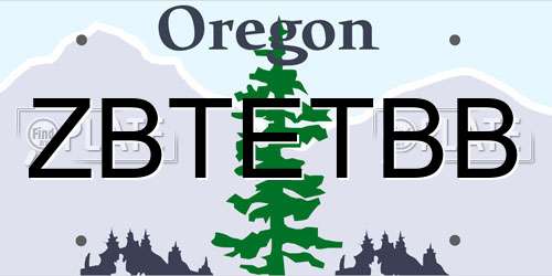ZBTETBB Oregon License Plate