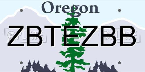 ZBTEZBB Oregon License Plate