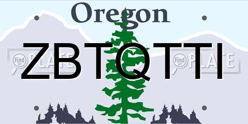 ZBTQTTI Oregon License Plate