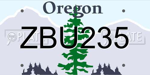 ZBU235 Oregon License Plate