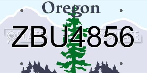 ZBU4856 Oregon License Plate